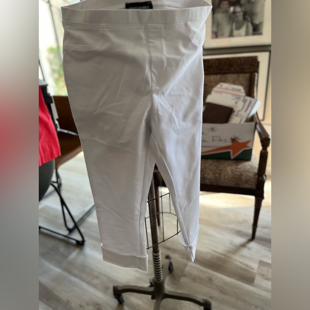 White leggings by Soft Works size 10.  Cuffed stretch waist